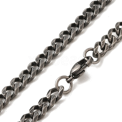 Retro 304 Stainless Steel Cuban Link Chain Necklaces NJEW-L173-027AS-02-1