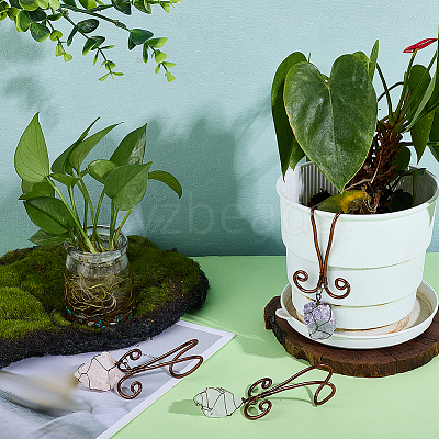 3Pcs Nuggets Natural Amethyst & Rose Quartz & Quartz Crystal Flowerpot Decoration HJEW-OC00088-1