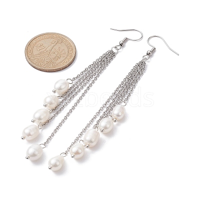 Natural Pearl Beads Dangle Earrings EJEW-JE05413-02-1