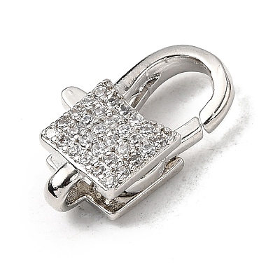 Brass Clear Cubic Zirconia Lobster Claw Clasps KK-Z078-48A-P-1