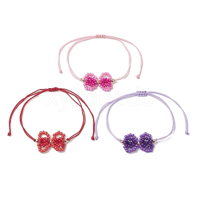3Pcs 3 Colors Glass Seed Beads Braided Bead Bracelets BJEW-MZ00230-1