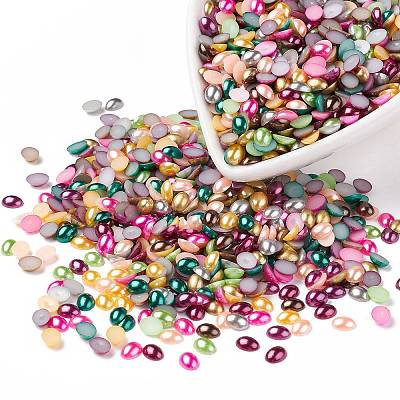 ABS Plastic Imitation Pearl Cabochons X-SACR-R755-8x6mm-ZM-1