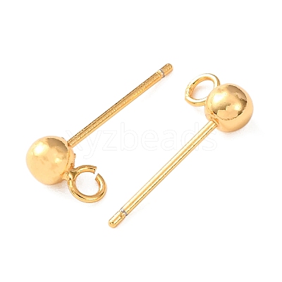 Round Brass Stud Earring Findings KK-C157-23G-1