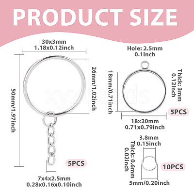 5Pcs 304 Stainless Steel Open Back Bezel Pendants STAS-TAD0001-01B-1
