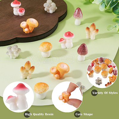 30Pcs 6 Colors Mushroom Themes Resin Display Decorations DJEW-TA0001-27-1
