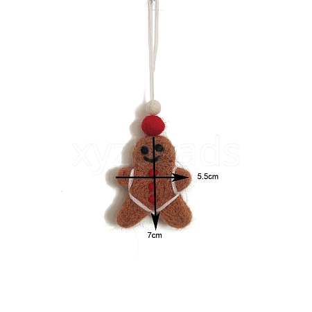 Christmas Theme Wool Felt Gingerbread Man Pendant Decorations PW-WGBEBF0-01-1