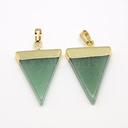 Natural Green Aventurine Pendants G-P050-02G-1