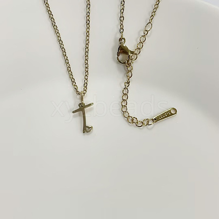 304 Stainless Steel Letter Pendant Necklaces NJEW-WH0027-04T-G-NR-1