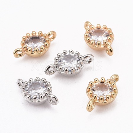 Flower Brass Micro Pave Cubic Zirconia Links ZIRC-L054-09-NR-1