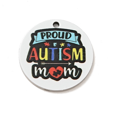 Non-Tarnish Autism Awareness Theme 201 Stainless Steel Pendants STAS-J041-02F-1