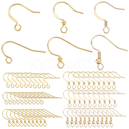SUNNYCLUE 120Pcs 6 Style Brass French Hooks with Coil and Ball KK-SC0003-63-1