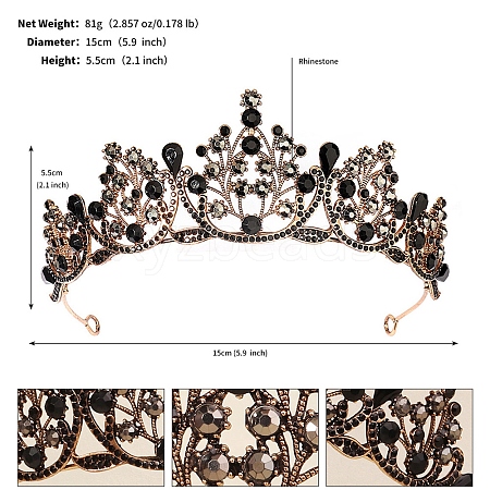 Alloy Rhinestone Hair Bands  for Woman Girls PW-WGA69DD-08-1