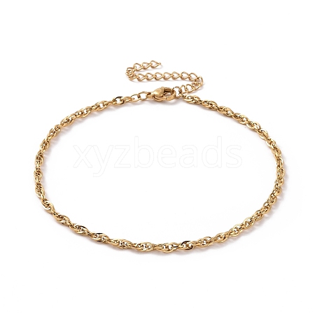 Vacuum Plating 304 Stainless Steel Rope Chain Bracelet for Men Women BJEW-E031-12G-01-1