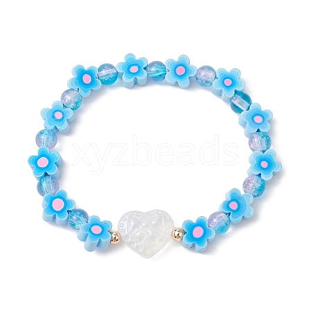 Handmade Flower Polymer Clay Stretch Bracelets BJEW-JB09825-01-1