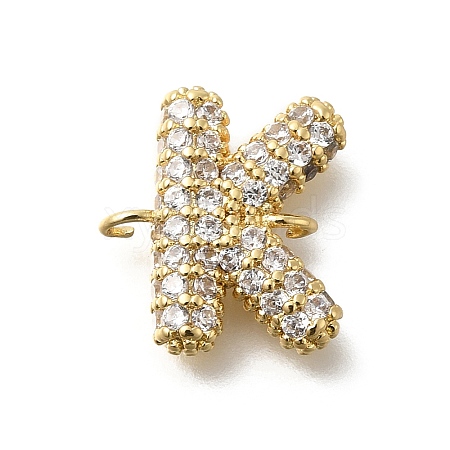 Brass Micro Pave Cubic Zirconia Letter Links KK-I717-04K-1