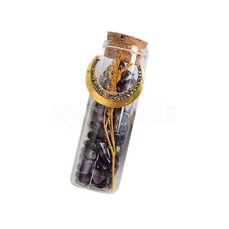 Natural Amethyst Wishing Bottle Sculpture Display Decorations PW-WG914B1-08-1