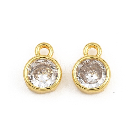 Brass Pave Clear Cubic Zirconia Charms CU-CBAD306-24A-G-1