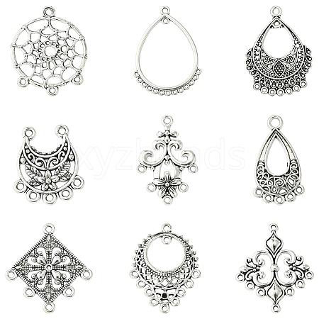 36Pcs 9 Styles Tibetan Style Alloy Chandelier Components Links TIBE-FS0003-24-1