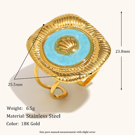 304 Stainless Steel and Enamel Cuff Rings FS-WGFF68F-19-1