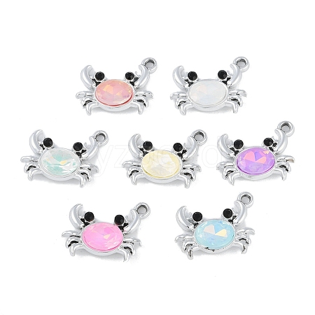 UV Plating Alloy with Mixed Color Glass Rhinestone Pendants FIND-M018-32P-1