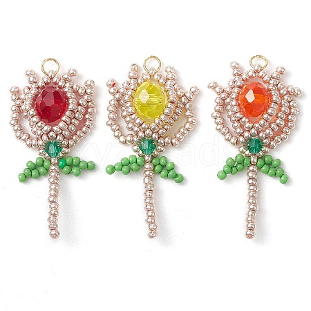 Beaded Tulip Charms PALLOY-MZ00449-1