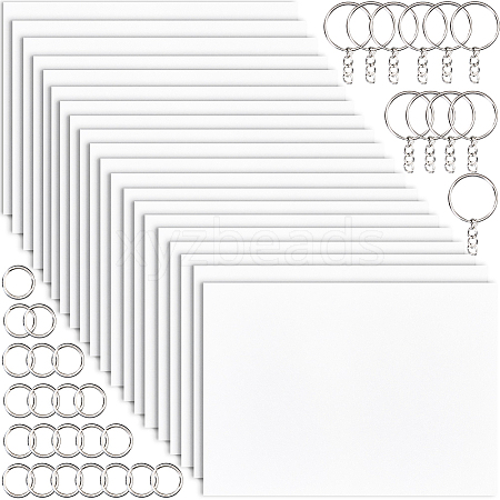 DIY Rectangle Plastic Heat Shrink Sheets Keychain Making Kits DIY-WH20010-13-1