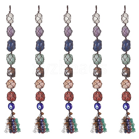 7 Chakra Nuggets Natural Gemstone Pocket Pendant Decorations HJEW-JM01049-03-1