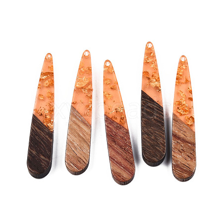 Transparent Resin & Walnut Wood Pendants RESI-S389-039A-B04-1