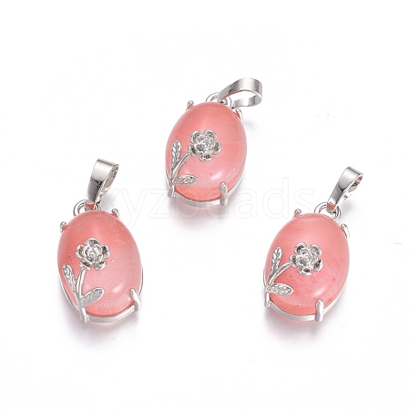 Cherry Quartz Glass Pendants G-L512-I13-1