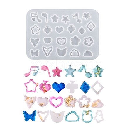 DIY Star/Heart/Flower/Music Note Shaker Filler Silicone Quicksand Molds X-DIY-G079-03B-1