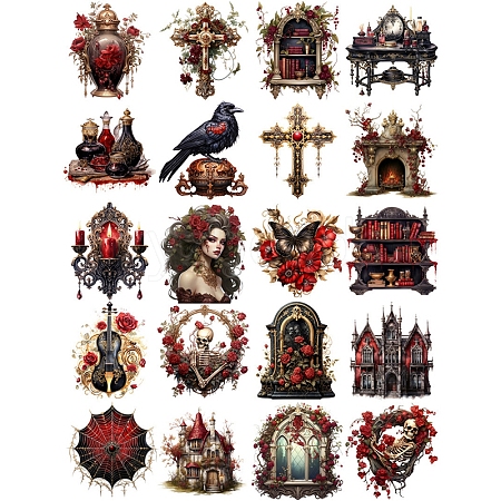 20Pcs 20 Styles Gothic Paper Sticker PW-WG26D83-01-1