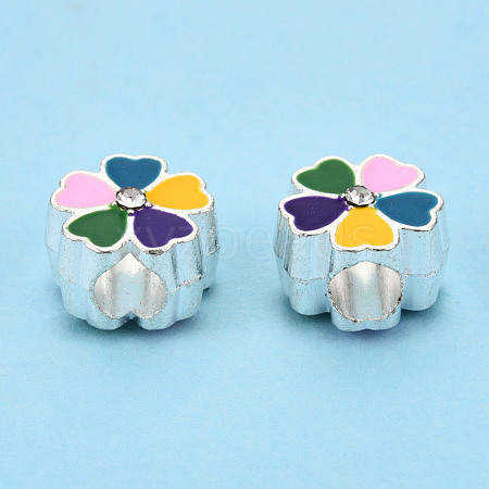 Alloy Enamel European Beads MPDL-T005-005F-RS-1