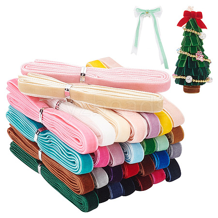 30 Bundles 30 Colors Single Face Velvet Ribbon Sets OCOR-WH0090-020-1