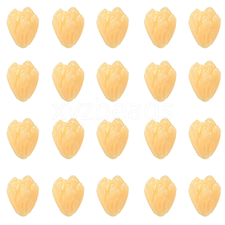20Pcs Opaque Resin Flower Rose Beads RESI-YW0004-99F-1