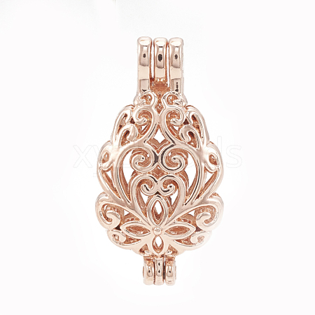 Alloy Bead Cage Pendants PALLOY-S062-51RG-1