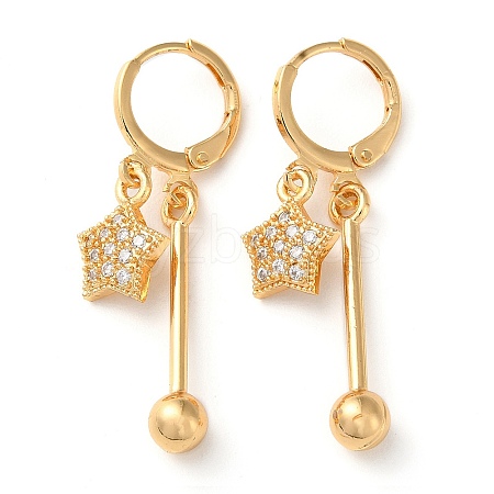 Rhinestone Star Leverback Earrings EJEW-K256-19KCG-1