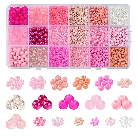 Transparent Glass Beads  with Seed Beads GLAA-FS0001-82-1