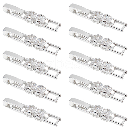 10Pcs Brass Pave Clear Cubic Zirconia Watch Band Clasps KK-BC0013-67S-1