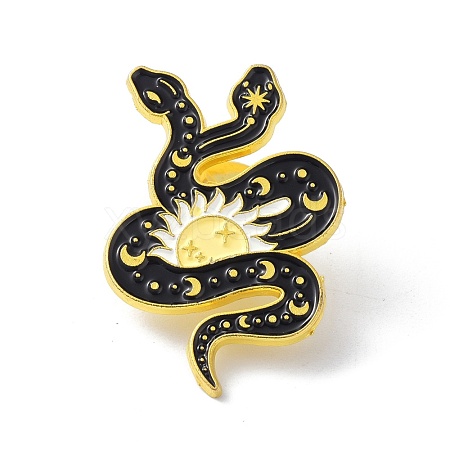 Snake with Sun Black Art Cool Enamel Pin JEWB-P008-A03-1