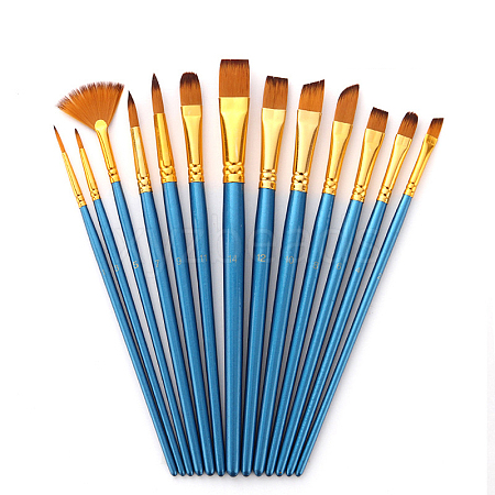 Wood Penholder Nylon Brush Head Gold aluminium Tube Art Painting Sets DRAW-PW0001-415A-B-1