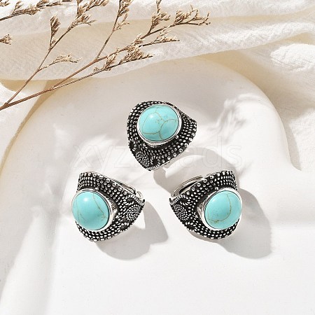 Synthetic Turquoise Adjustable Rings RJEW-I108-03AS-11-1