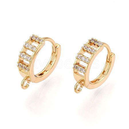 Brass Micro Pave Cubic Zirconia Hoop Earring Finding KK-N261-28G-1