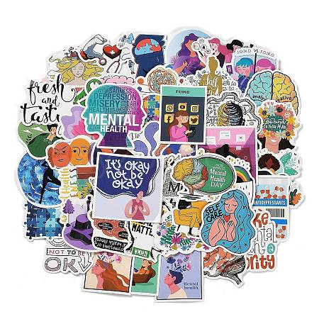 50 Pieces  Mental Health Themed PP Waterproof Paper Stickers STIC-R001-23-1