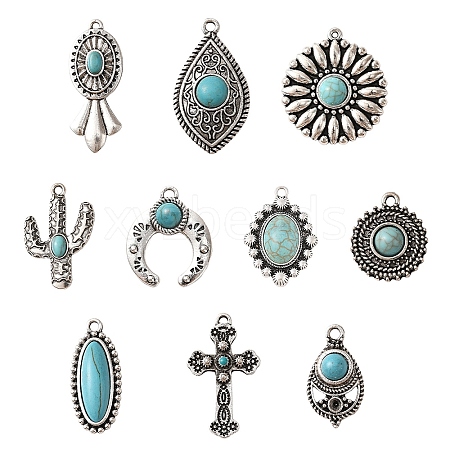 20Pcs 10 Styles Tibetan Style Alloy Pendants FIND-YW0005-61-1