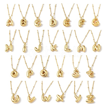 Initial Letter Brass Pendant Necklaces NJEW-A015-21G-1