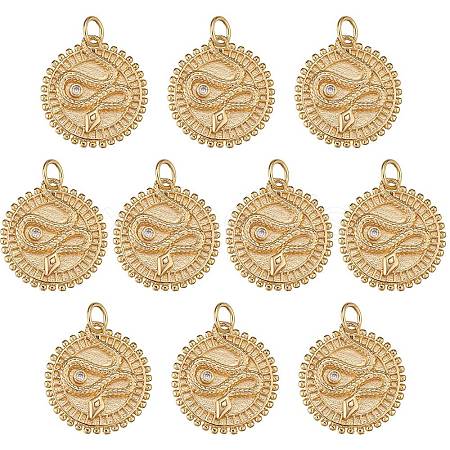 10Pcs Brass Micro Pave Clear Cubic Zirconia Pendants ZIRC-SZ0002-88-1