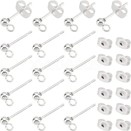 Unicraftale 60Pcs 304 Stainless Steel Ball Stud Earrings Post STAS-UN0028-88-1