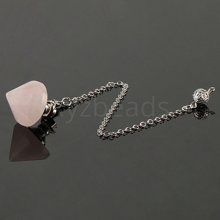 Natural Rose Quartz Pointed Dowsing Pendulums PW-WG491EC-03-1