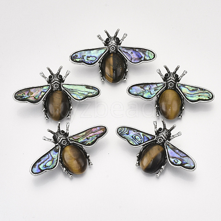 Natural Tiger Eye Brooches/Pendants G-S353-08I-1