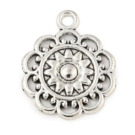 Flower Tibetan Style Alloy Pendants TIBE-5269-AS-LF-1